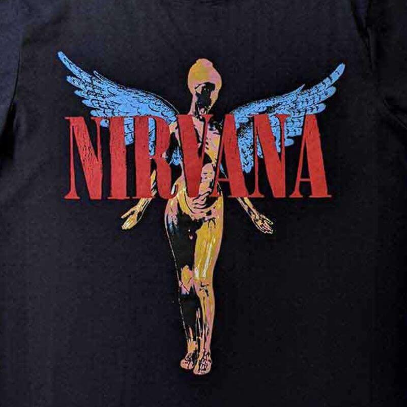 Nirvana In Utero Kids Black T-Shirt Close Up